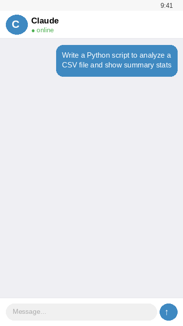 Claude responding to a coding request on Telegram